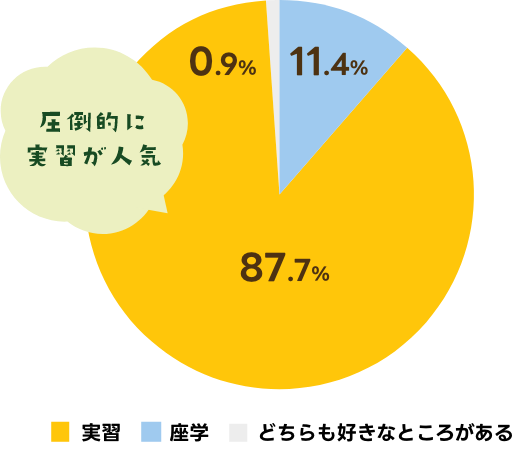 圧倒的に実習が人気